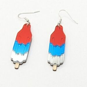 Bomb Pop Drop Earrings Patriotic Red White And Blue Americana